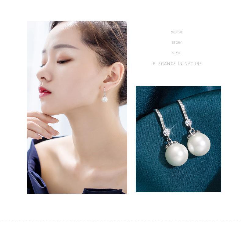 925 sterling silver women's earrings, pearl, versatile