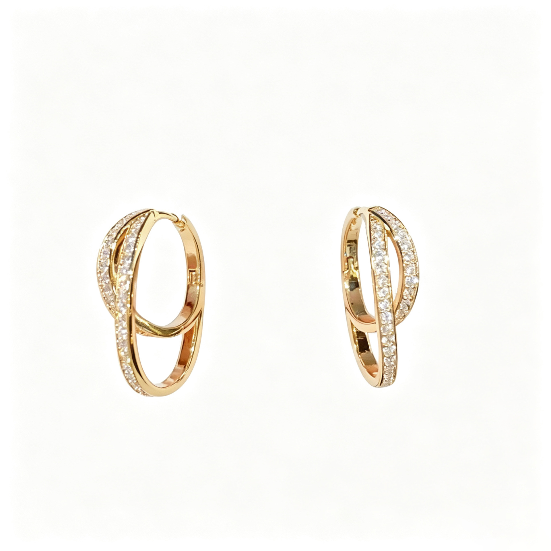 Zirconia ear clips, vintage double-ring design