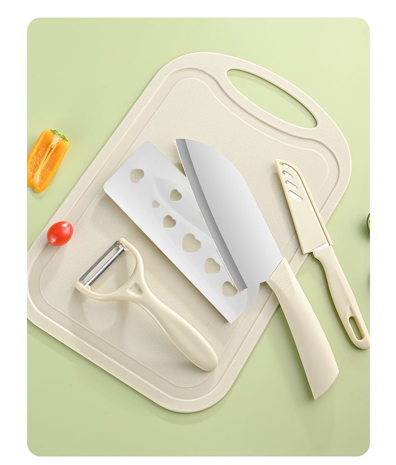 Stainless steel kitchen knife set, lightweight portable with cutting board