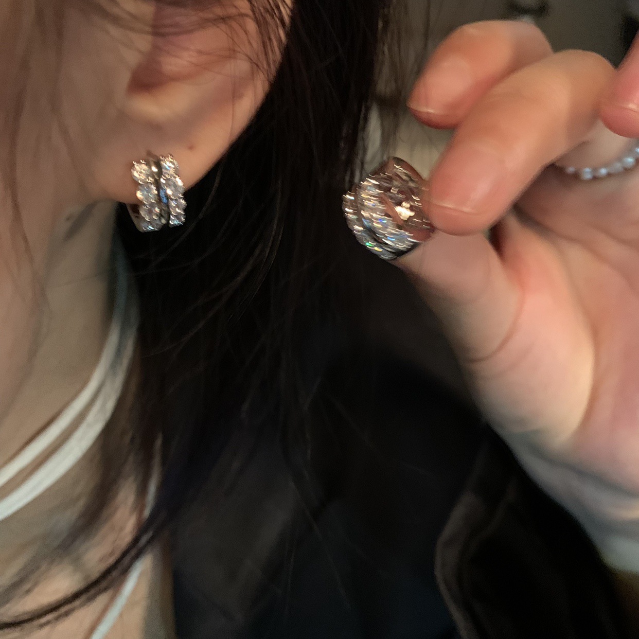 Zircon ring earrings vintage ultra shiny elegant design