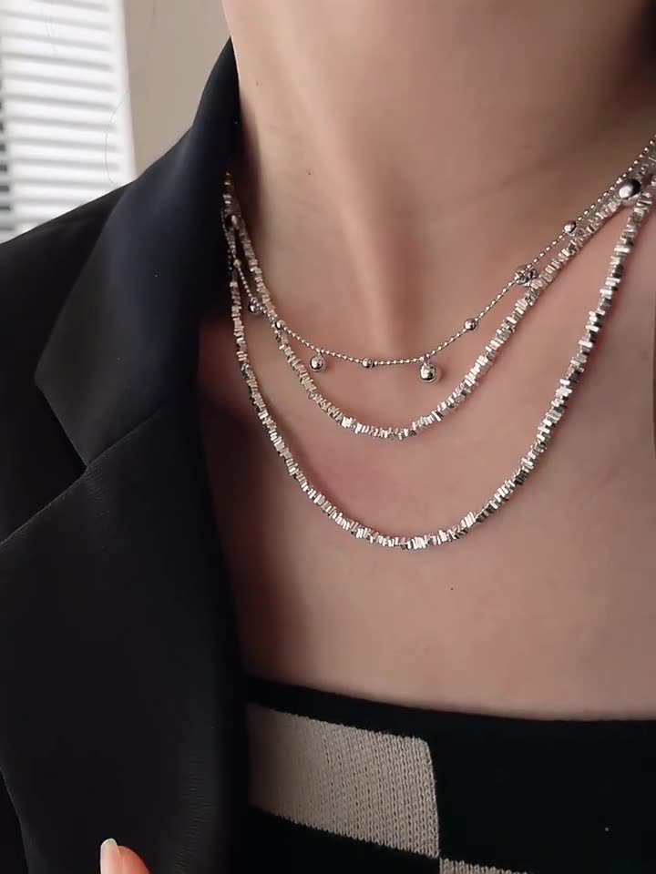 S925 Silber mehrschichtige Halskette französischer Stil Kettenglieder