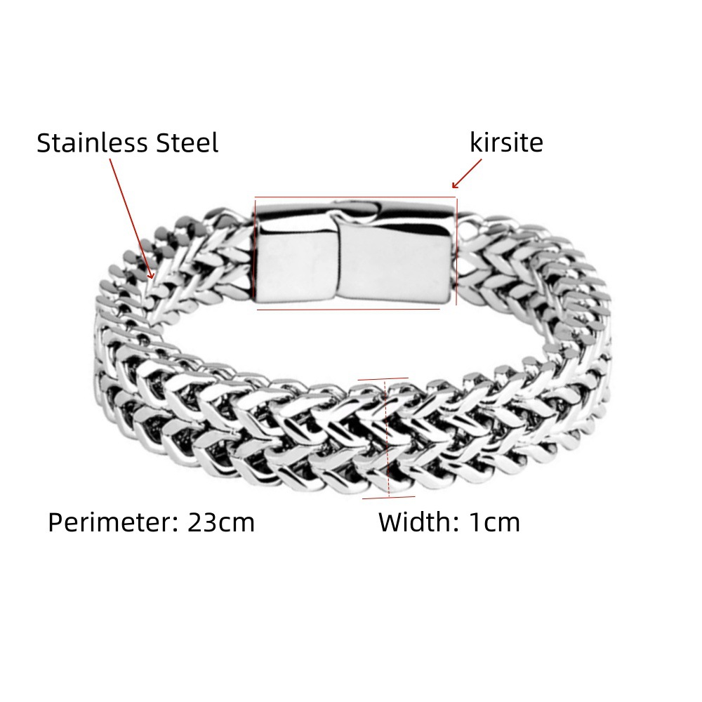 Stainless steel men's bracelet two-sided punk style