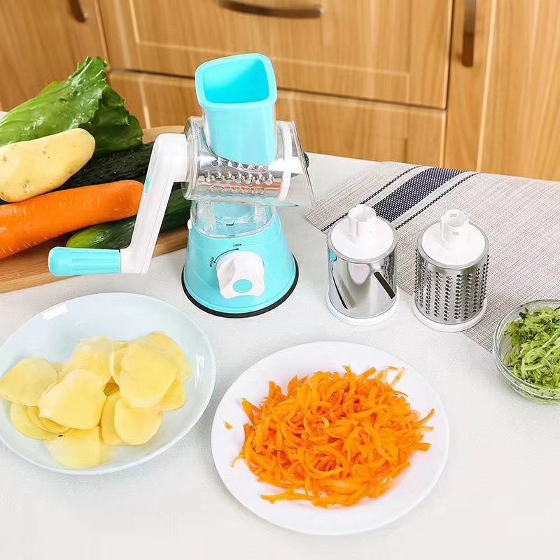 Multifunctional rotary vegetable cutter, manual hand crank, detachable