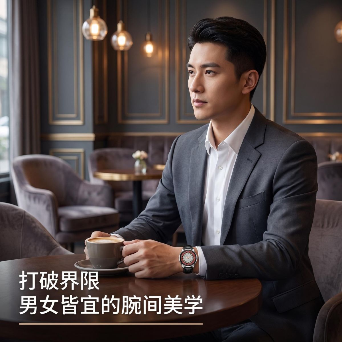 跨境新款美式轮盘潮流男士皮带手表夜光防水真皮石英腕表跨境批发