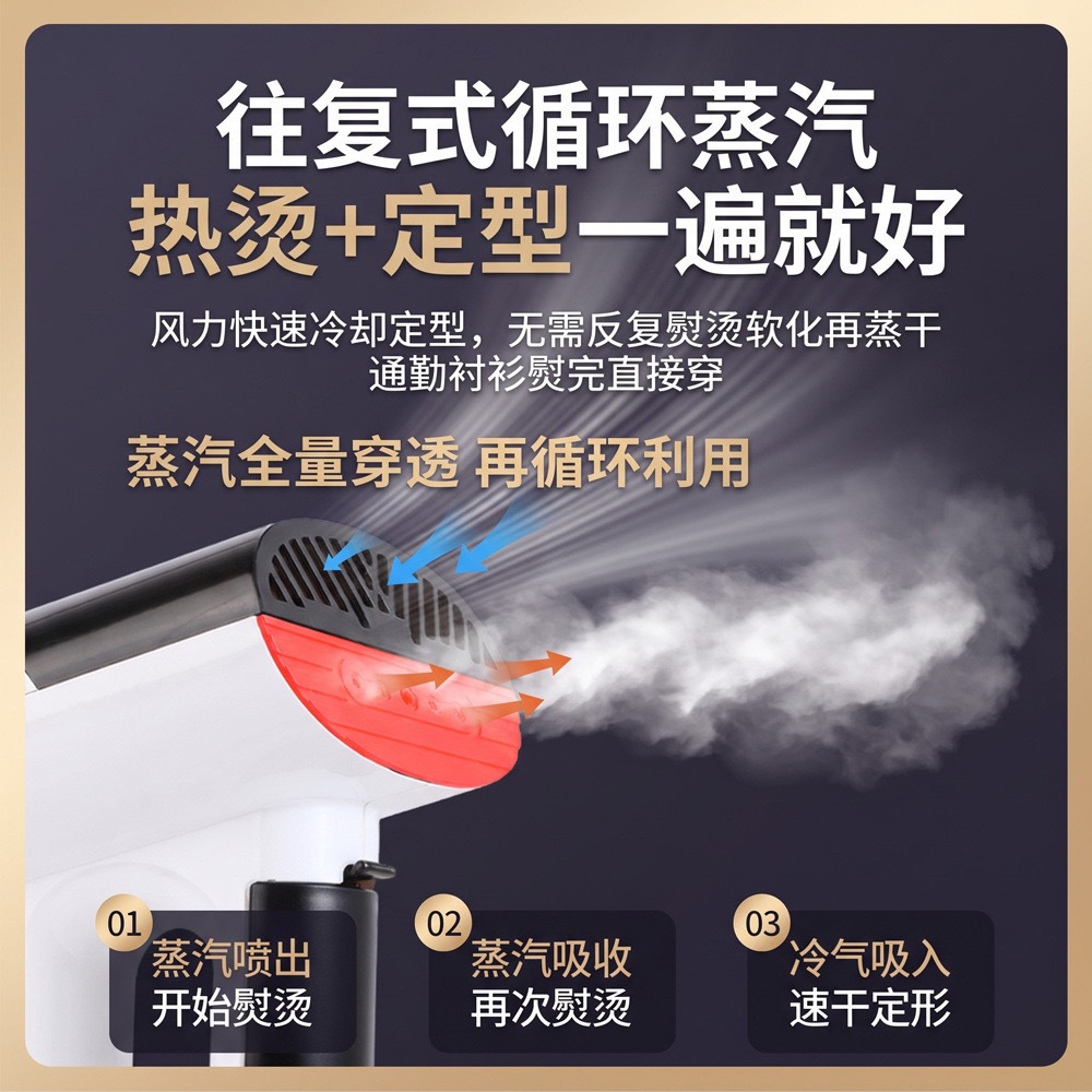 Magnetic hanging garment steamer, portable mini model, dry and wet dual function