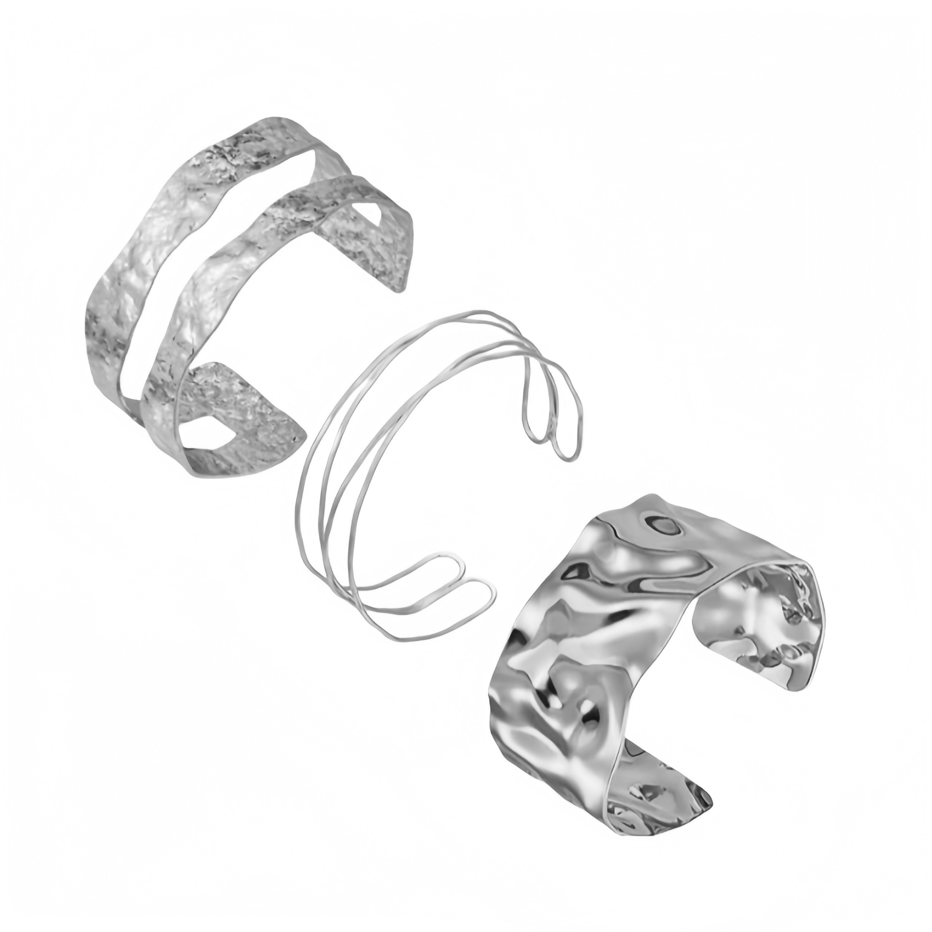 C-Shaped Bracelet, Half-Circle Cut Metal Design