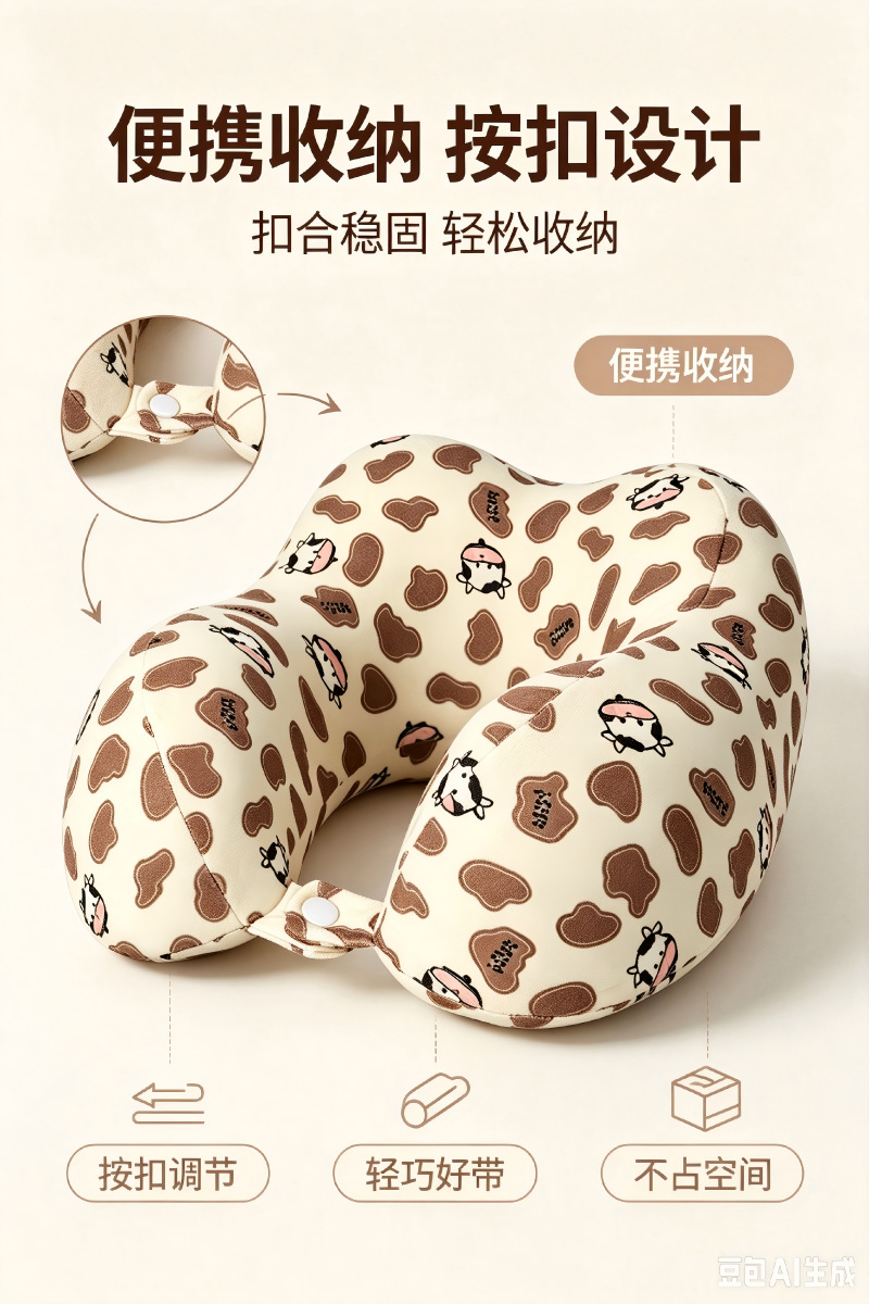 U-Shaped Neck Pillow Antibacterial Portable with Storage