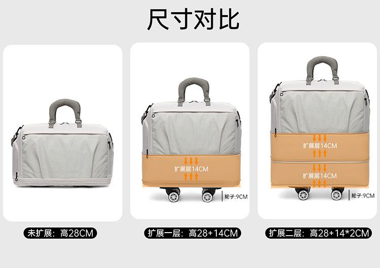 Extra-large travel bag expandable, wet and dry compartments