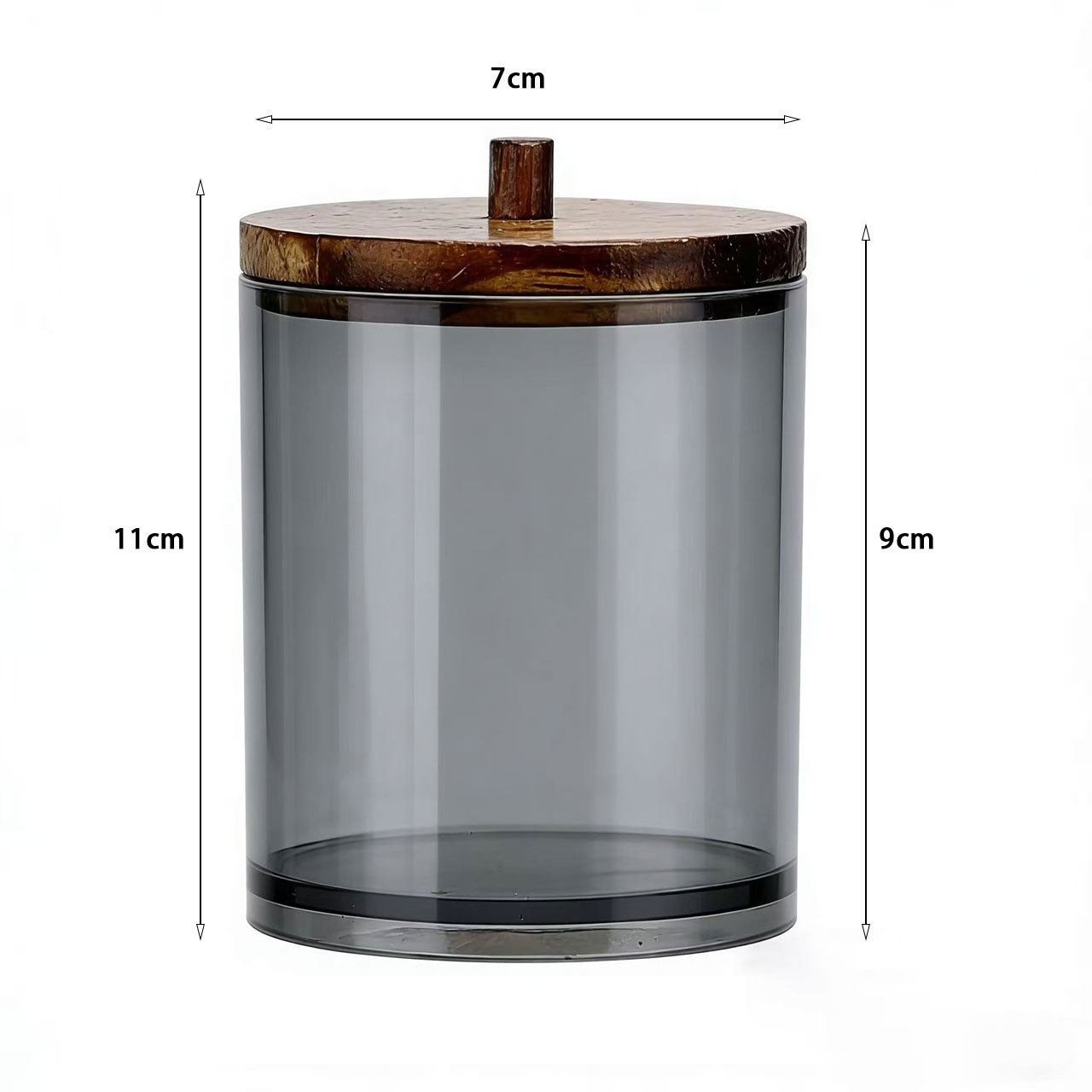 Acrylic Cotton Swab Storage Box, Transparent Gray Stackable Cosmetics Organizer