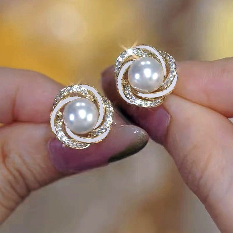 925 Silver Stud Earrings Women French Style Luxury Elegant