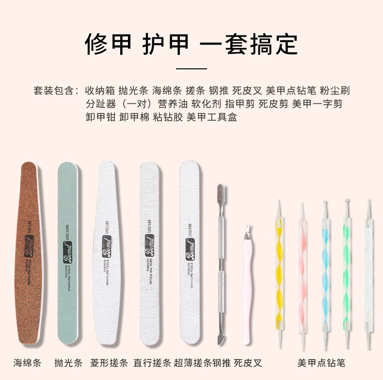 Manicure set, for beginners, cuticle removal, nail file