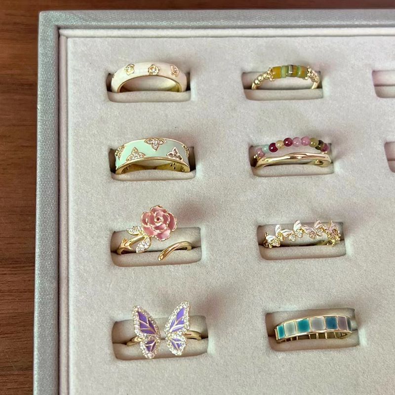 Emaille-Schmetterlingsring für Frauen, verstellbar, bunte Ausführung