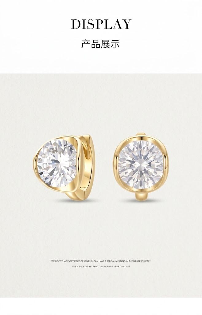 Yüksek kaliteli Moissanite klipsli kadın küpesi, asılı tasarım