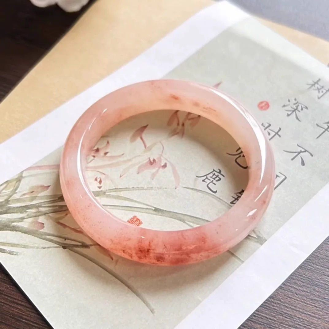 Tianshan emerald jade bangle, ice glutinous type, floating flower pattern