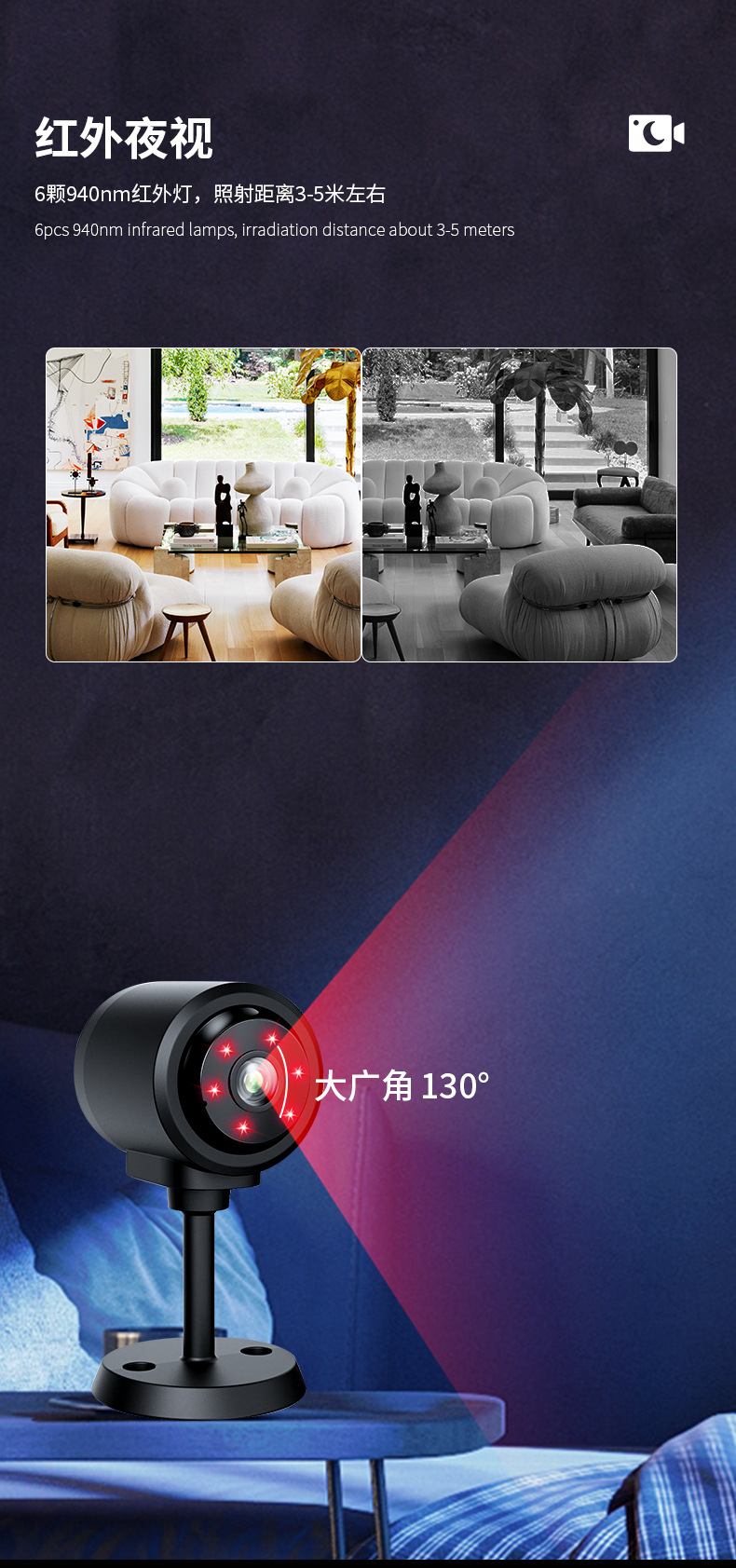 C1 Kamera 1080p Weitwinkel Nachtsicht WiFi Fernbedienung