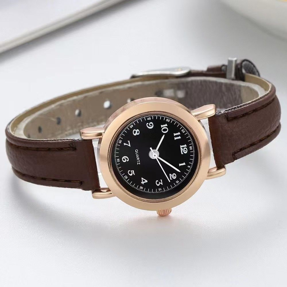 Damen-Armbanduhr, runder Zifferblatt, Quarz, kleine Größe