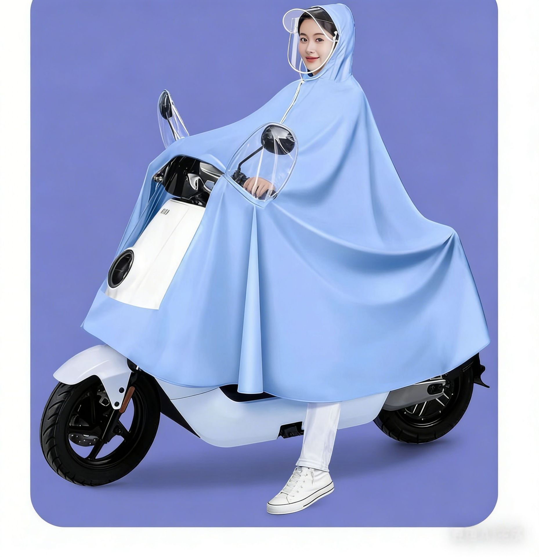 Electric vehicle raincoat, 2-person, full-length
