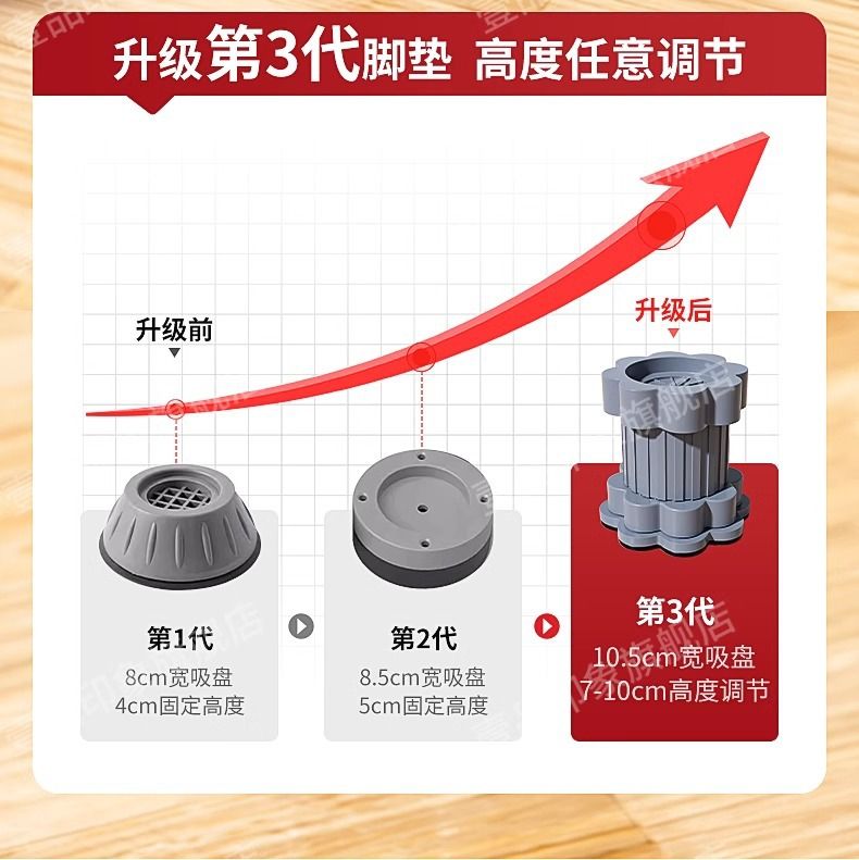 洗衣机通用防滑防震脚垫加高滚筒底座减震静音垫高支架可调节固定