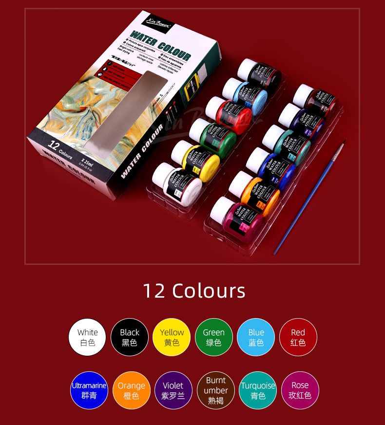Akrilik boya seti, 25ml, cam ve tekstil için