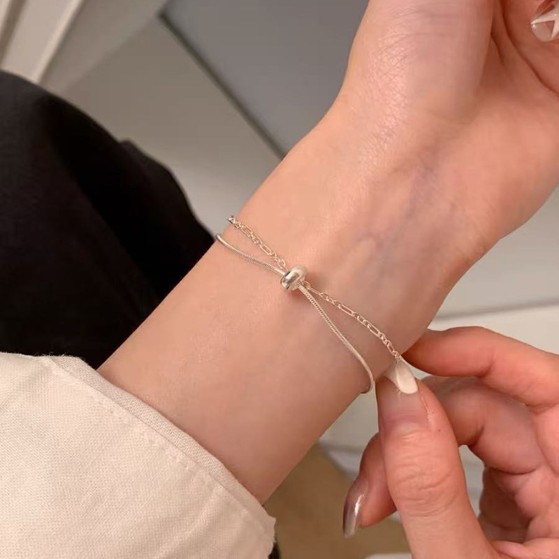 S925 sterling silver moonstone seven star bracelet elegant