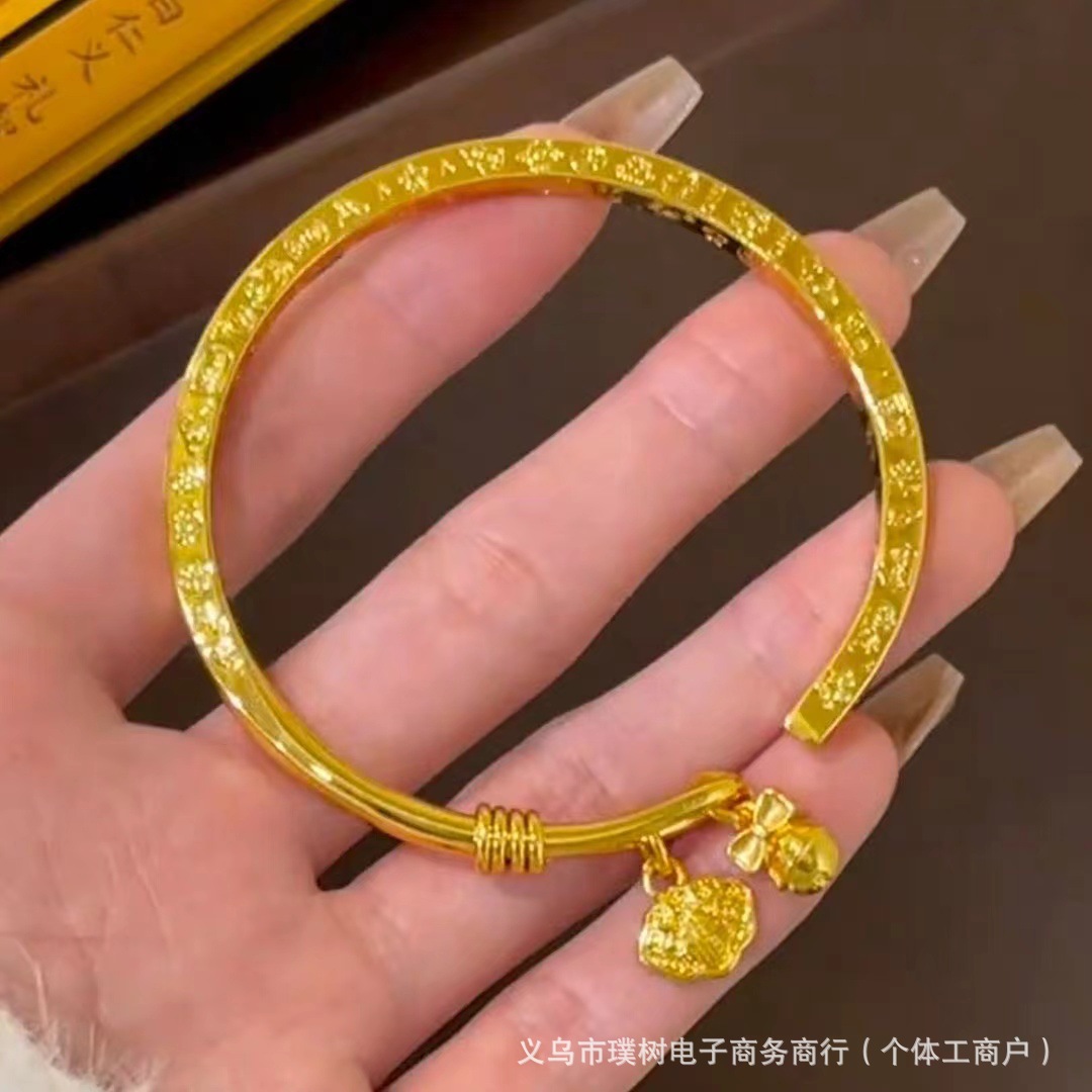 Sha jin bell ruyi bracelet for women, open adjustable, new Chinese style