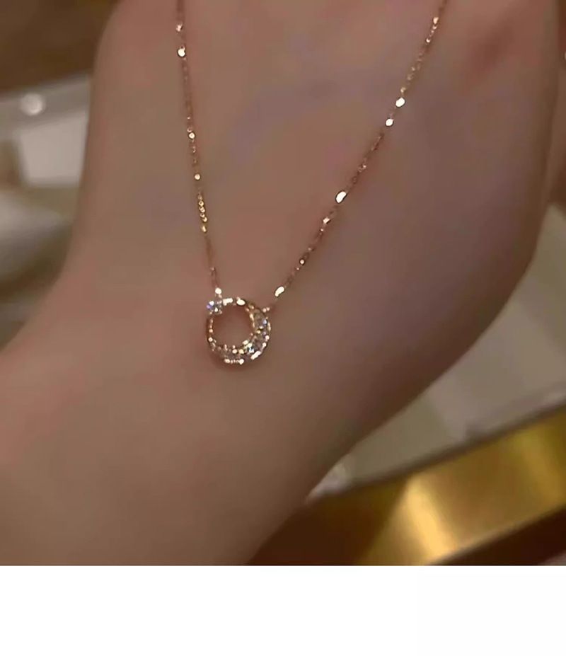 Sonne Mond Stern Halskette Damen Elegant Zirkonia Edelstahl