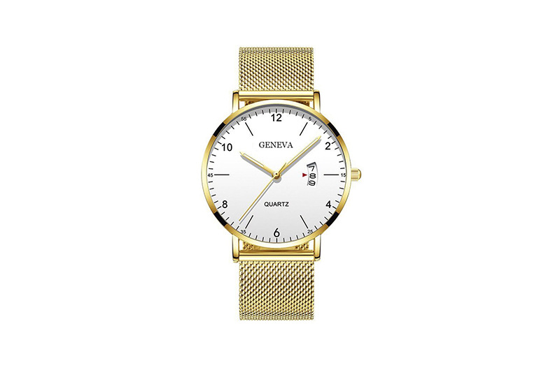 Men's quartz watch, luminous dial, mesh or leather strap