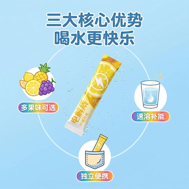 薄荷风味电解质粉剂固体饮料运动健身喝水厂家直销批发12小时速发