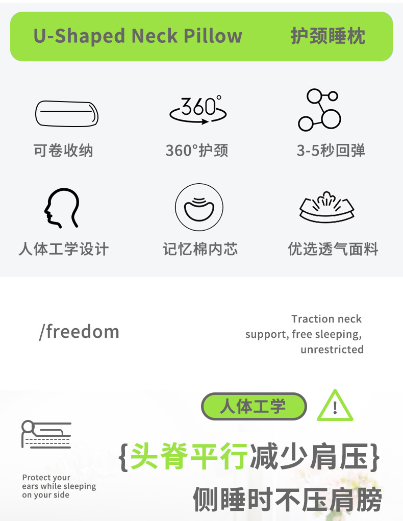 跨境亚马逊爆款记忆棉枕头慢回弹记忆枕护颈枕头睡觉专用异形枕