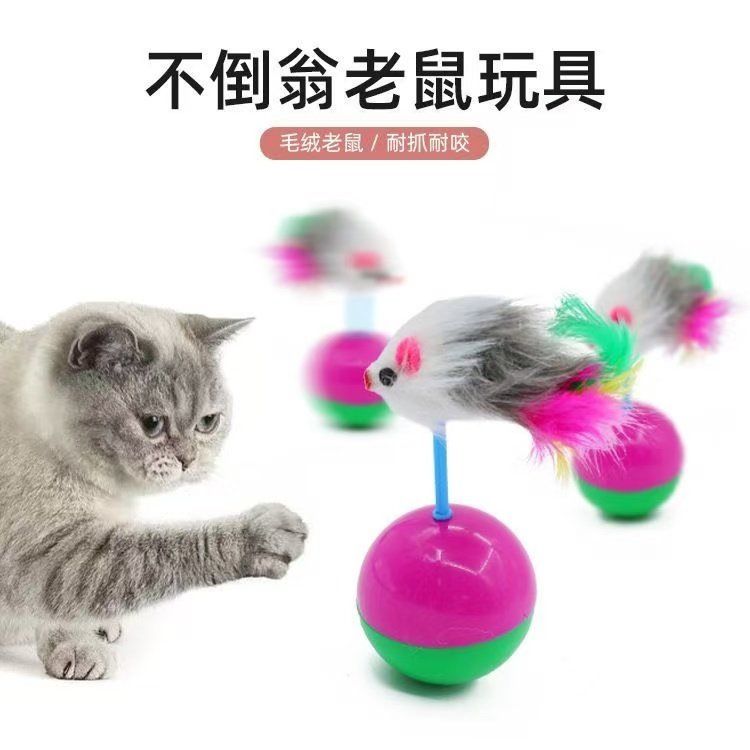 Cat tumbler toy, plush mouse, interactive
