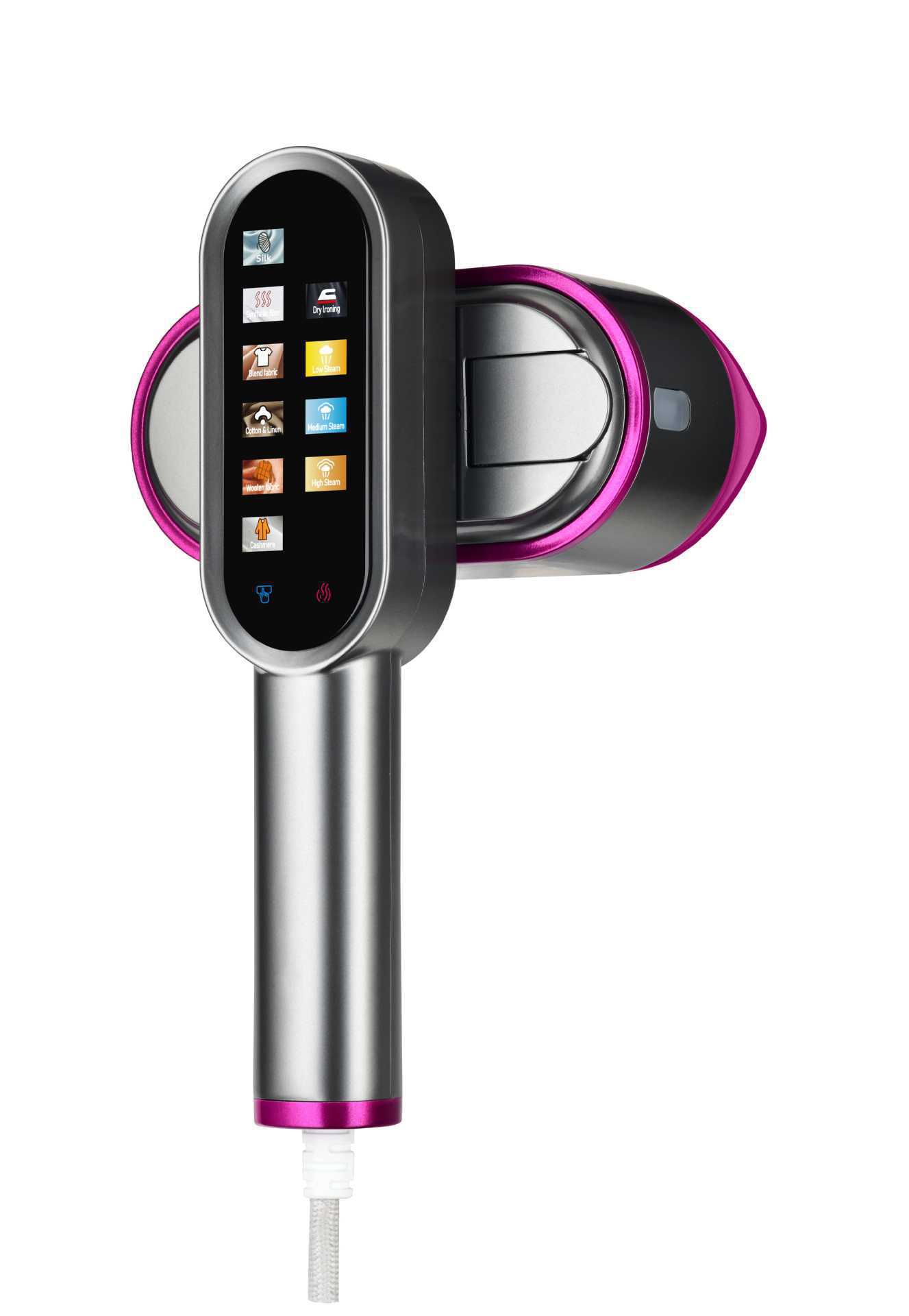 Foldable handheld garment steamer, touch screen, portable