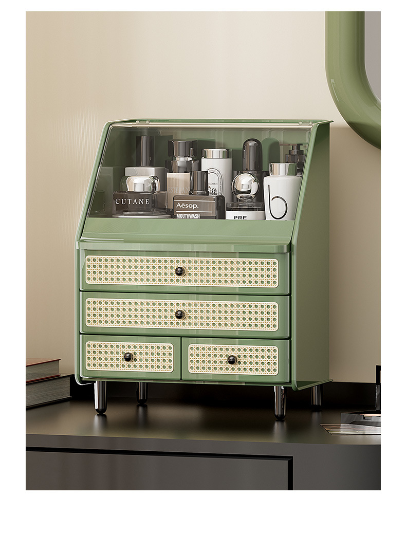 Cosmetic storage box with drawers, dustproof, large capacity