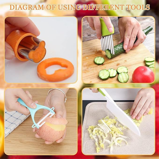 Children's plastic safety knife set for pretend play kitchen