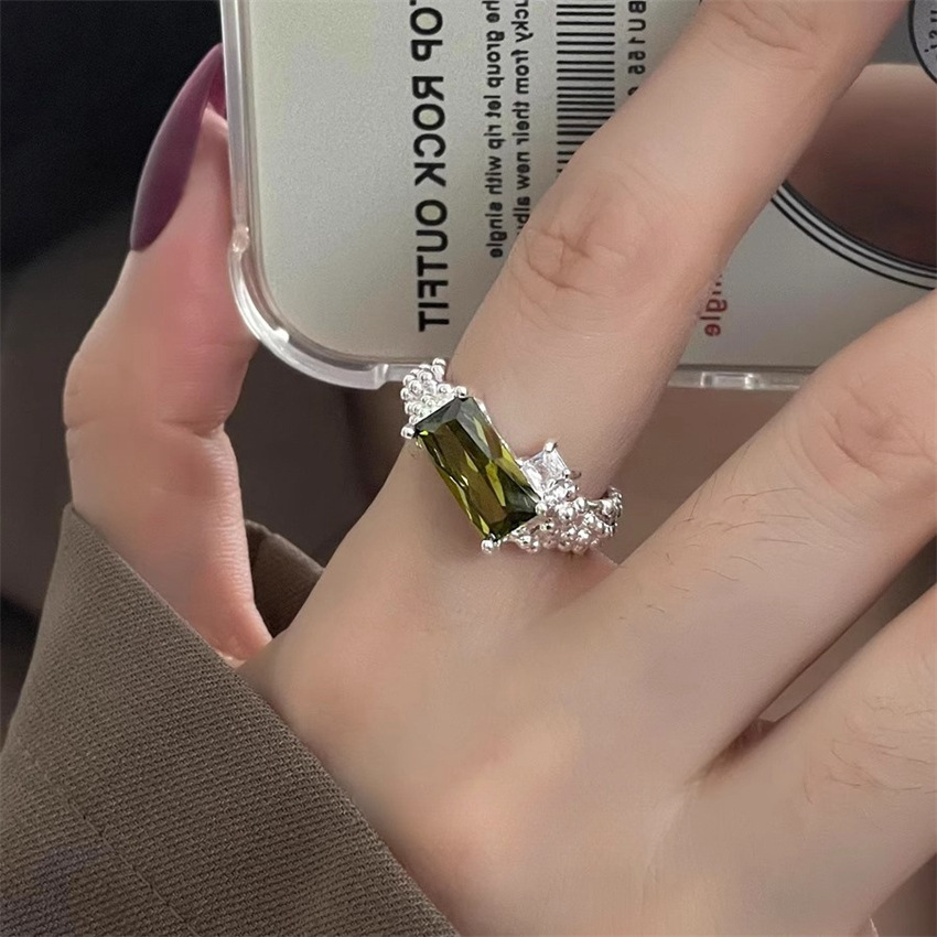 S925-Silber-Zirkon-Ring, japanischer Stil, offener Ring