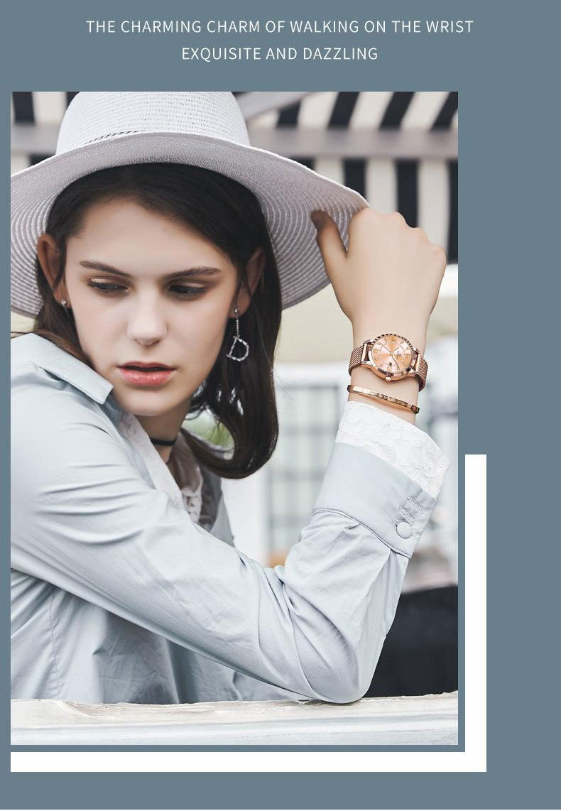 SENO women's watch, luminous, waterproof, steel band