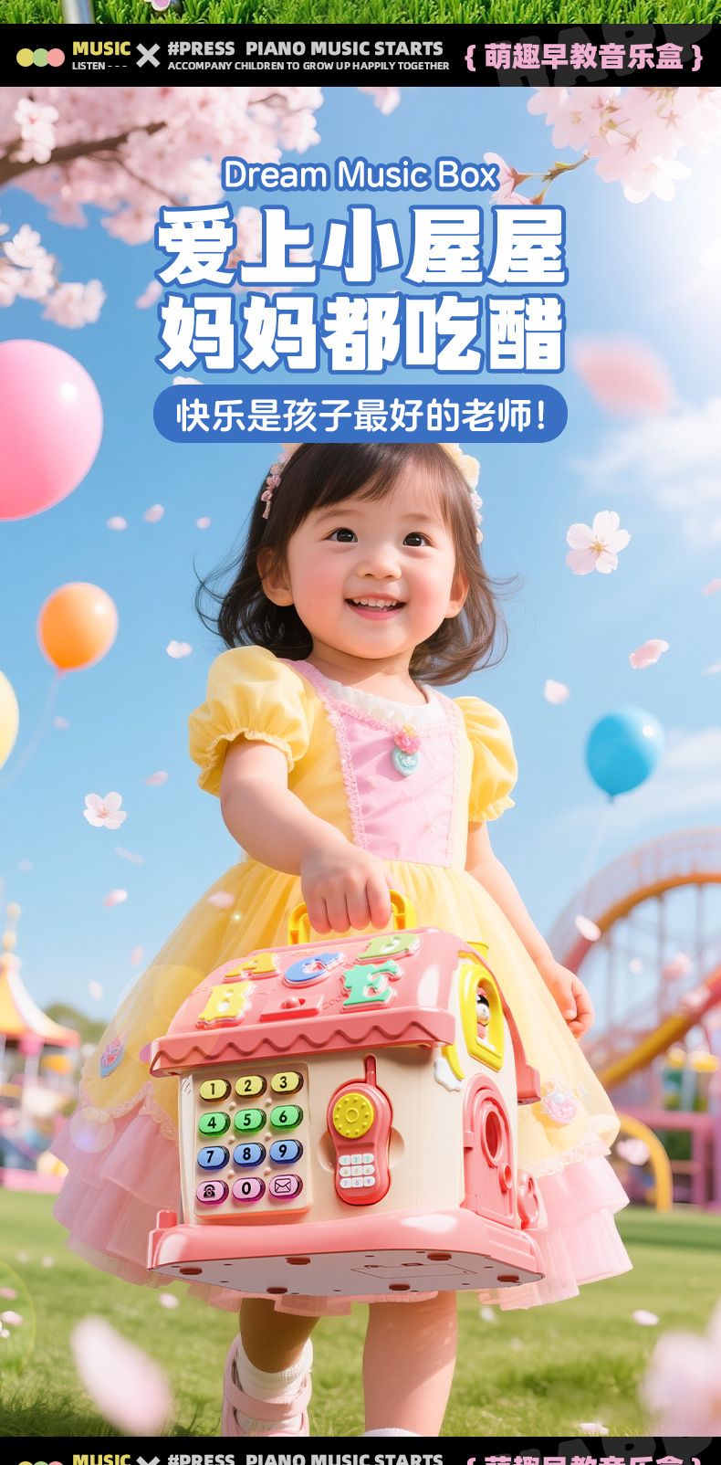 Smart learning house, pink-blue polyhedron toy
