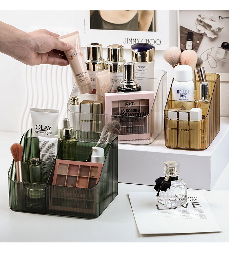 Cosmetic storage box, transparent, desktop organizer