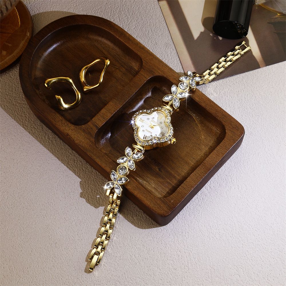 Luxus-Damenuhr mit Kleeblatt-Design