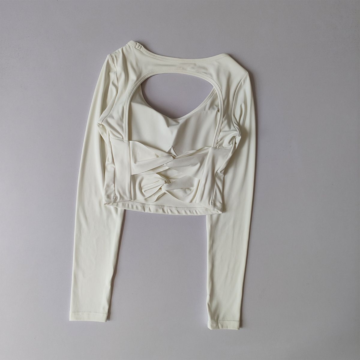 Yoga-Oberteil mit Rückenfrei, Langarm, mit Bustier-Pad