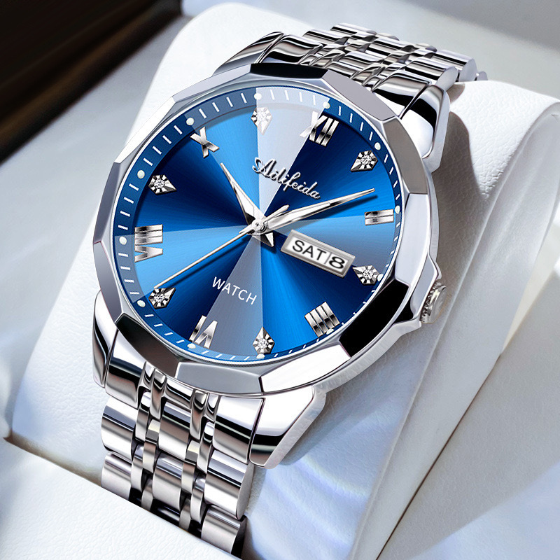 Men's Quartz Watch Hollow Caseback Calendar Luminous