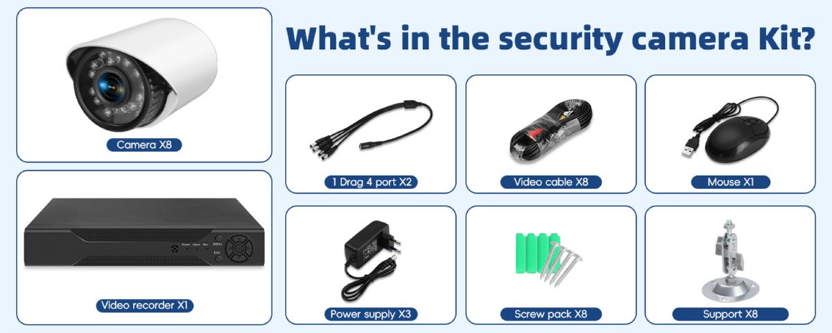 CCTV security kit, 8 or 16 channel AHD DVR system