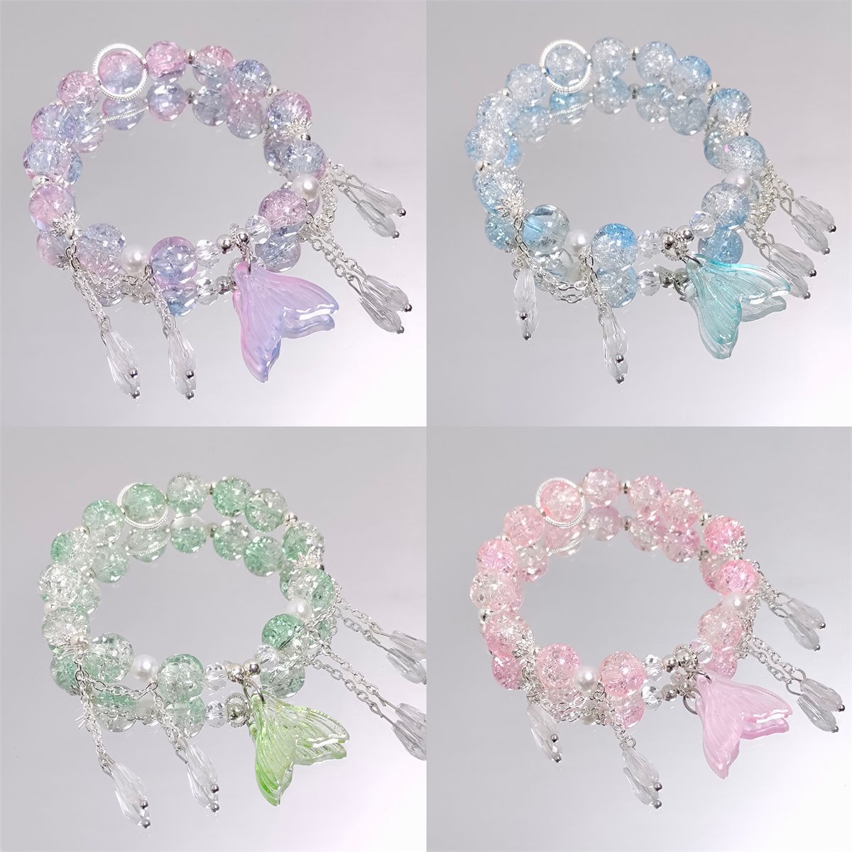 Crystal beaded bracelet, sweet forest design