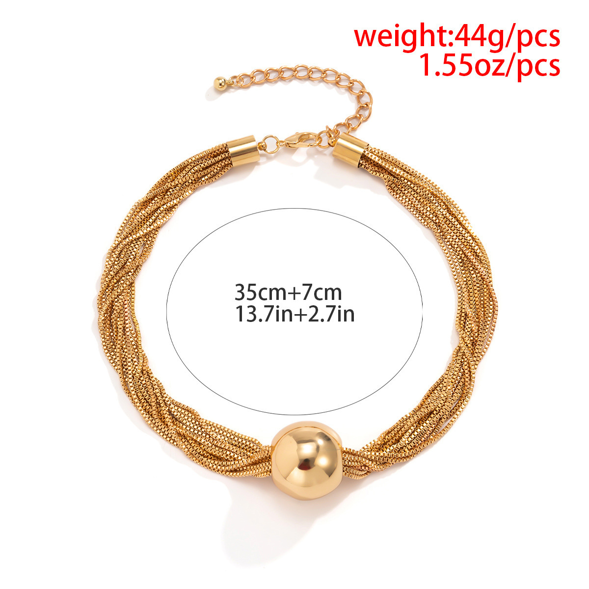Multi-layer chain pendant necklace with spherical design