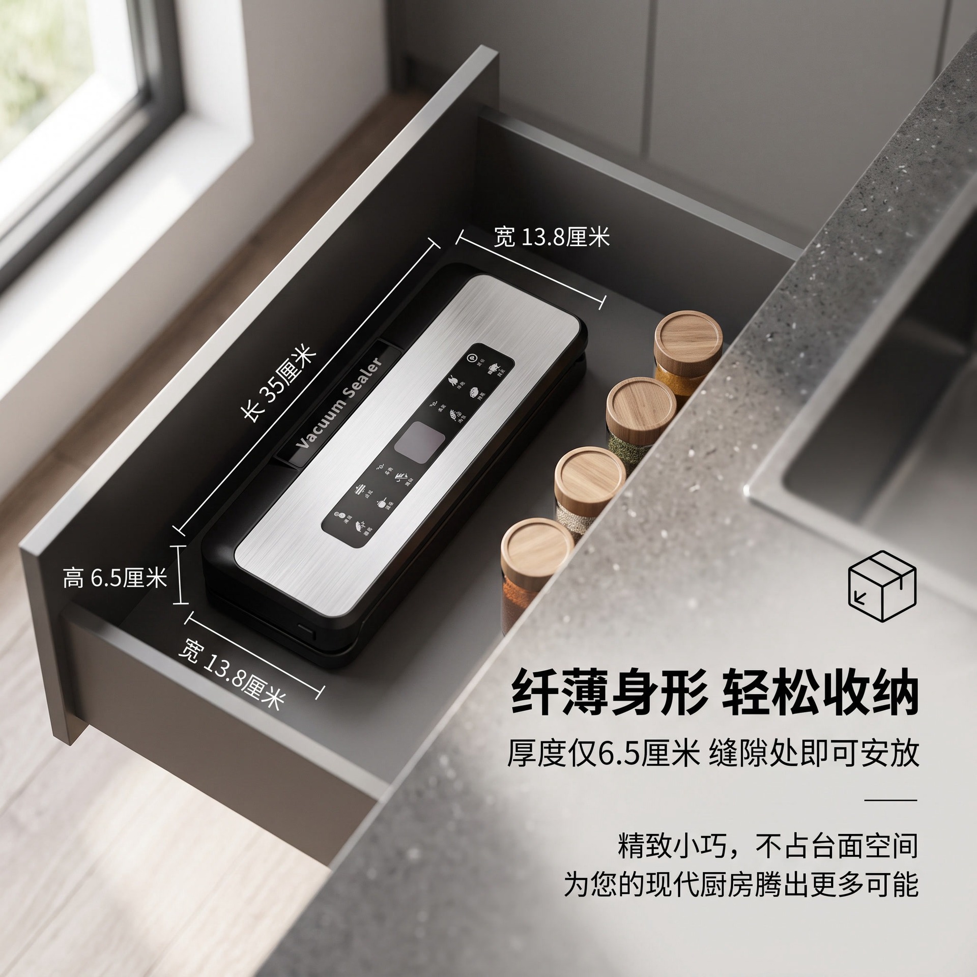 Stainless steel vacuum sealer, automatic, dry and wet use