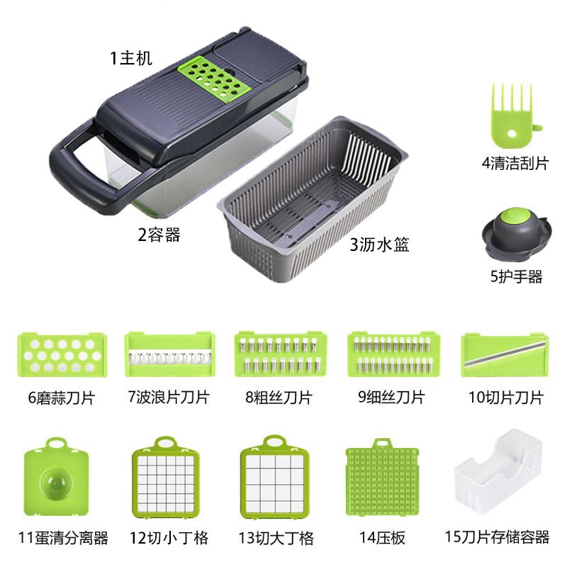 Multifunctional kitchen vegetable cutter for shredding, slicing and dicing potatoes