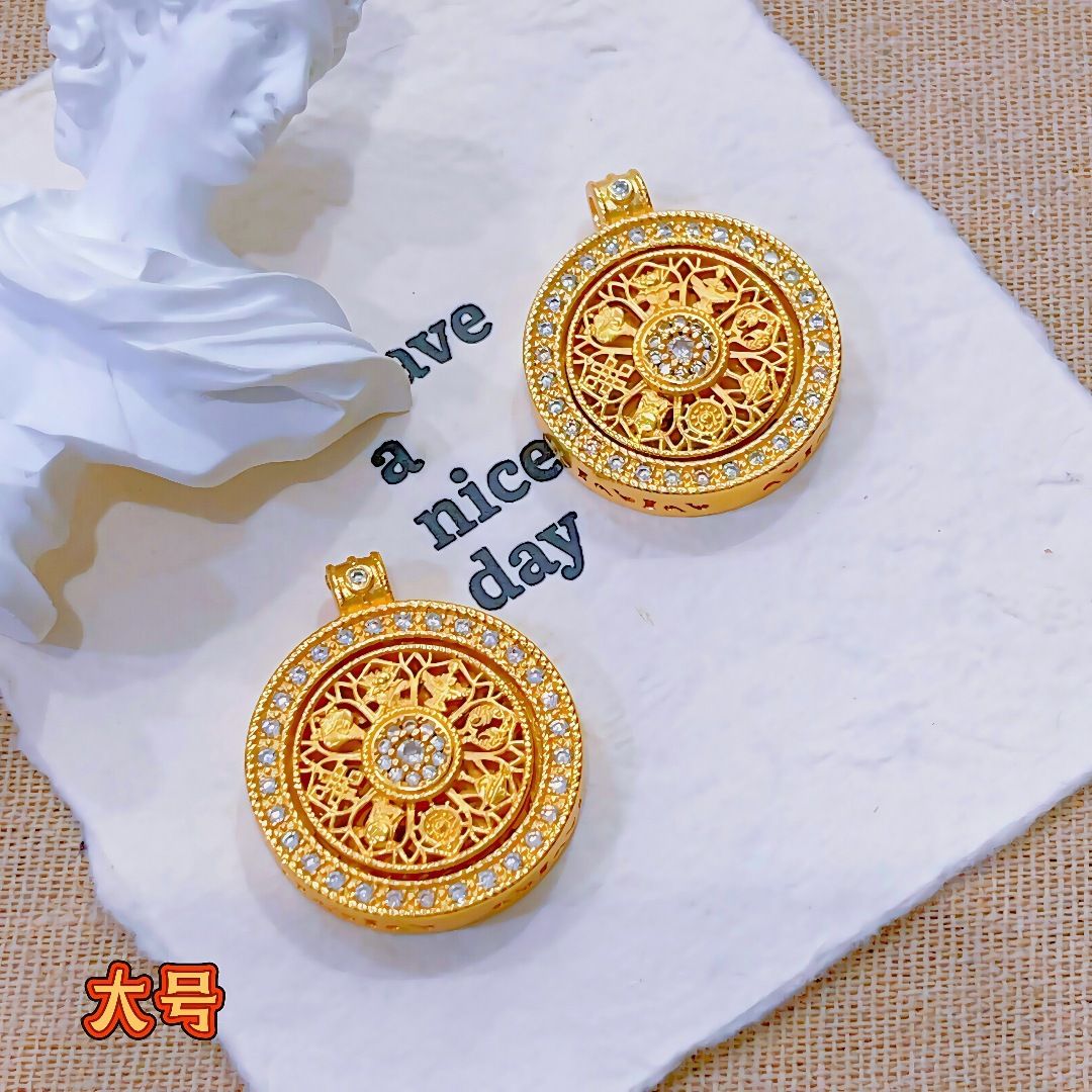 Vietnamese gold compass pendant rotatable women necklace