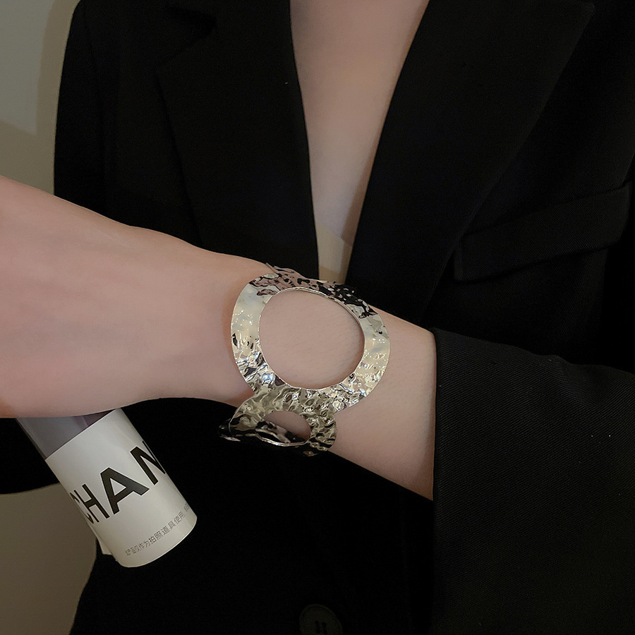 Metal geometric open bangle, gold tone