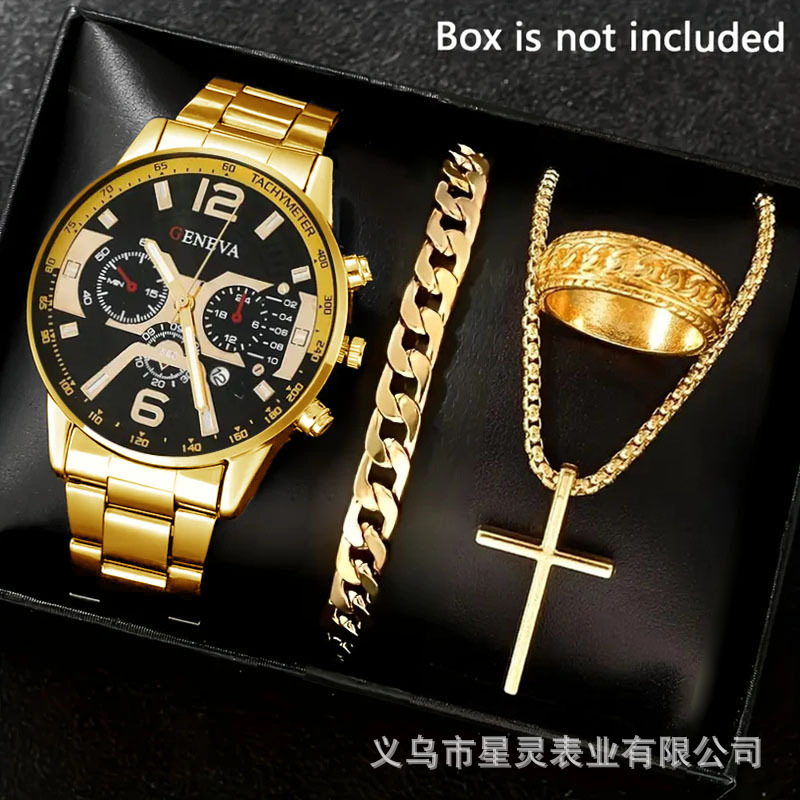 Herrenquarz-Armbanduhr mit Kalender, Stahlband