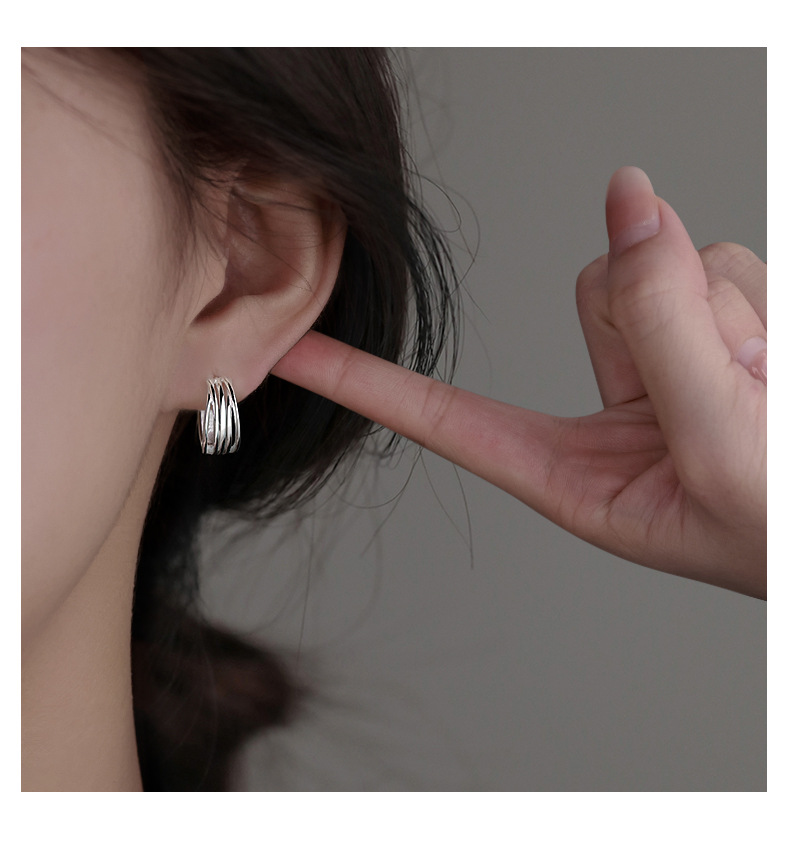 925 sterling silver multi-layer women's earrings