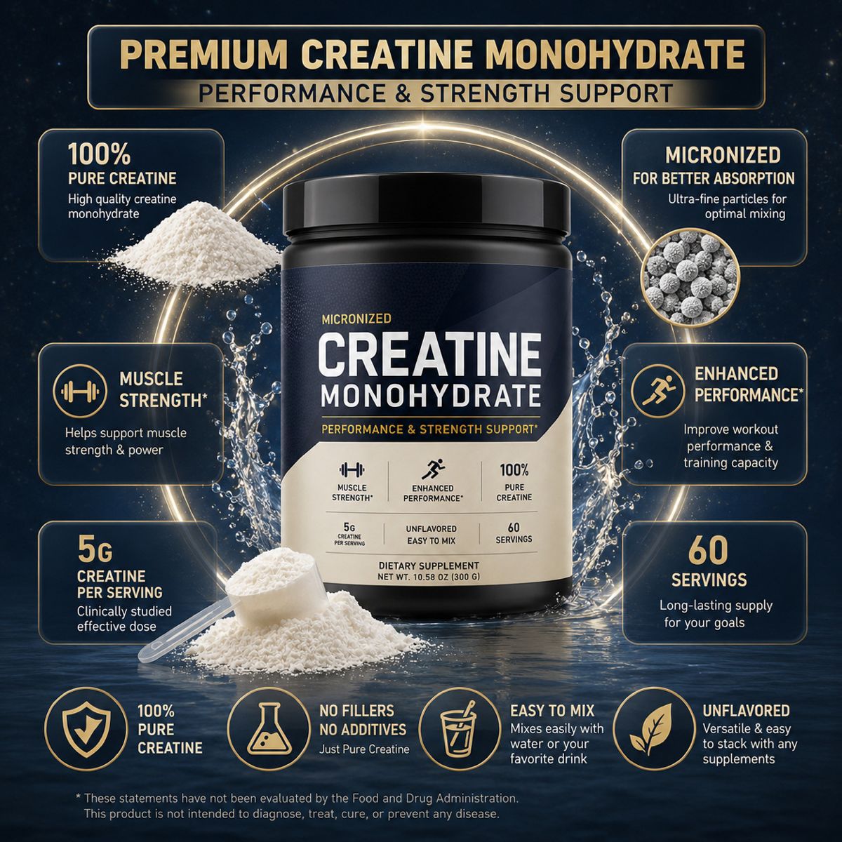 Kreatin monohidrat tozu 300g, spor beslenme